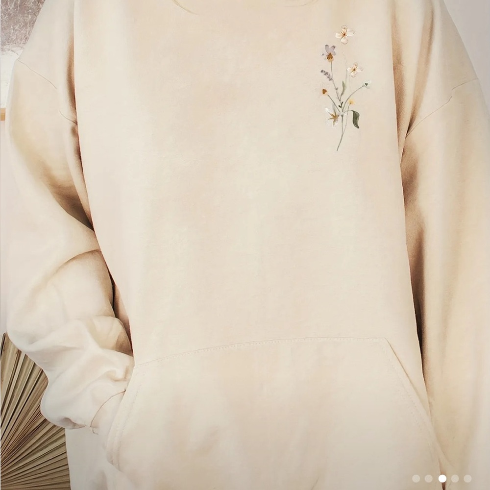BN Plus Size Sweatshirt Floral Print Long Sleeve Fleece Hoodie w/Kangaroo Pocket